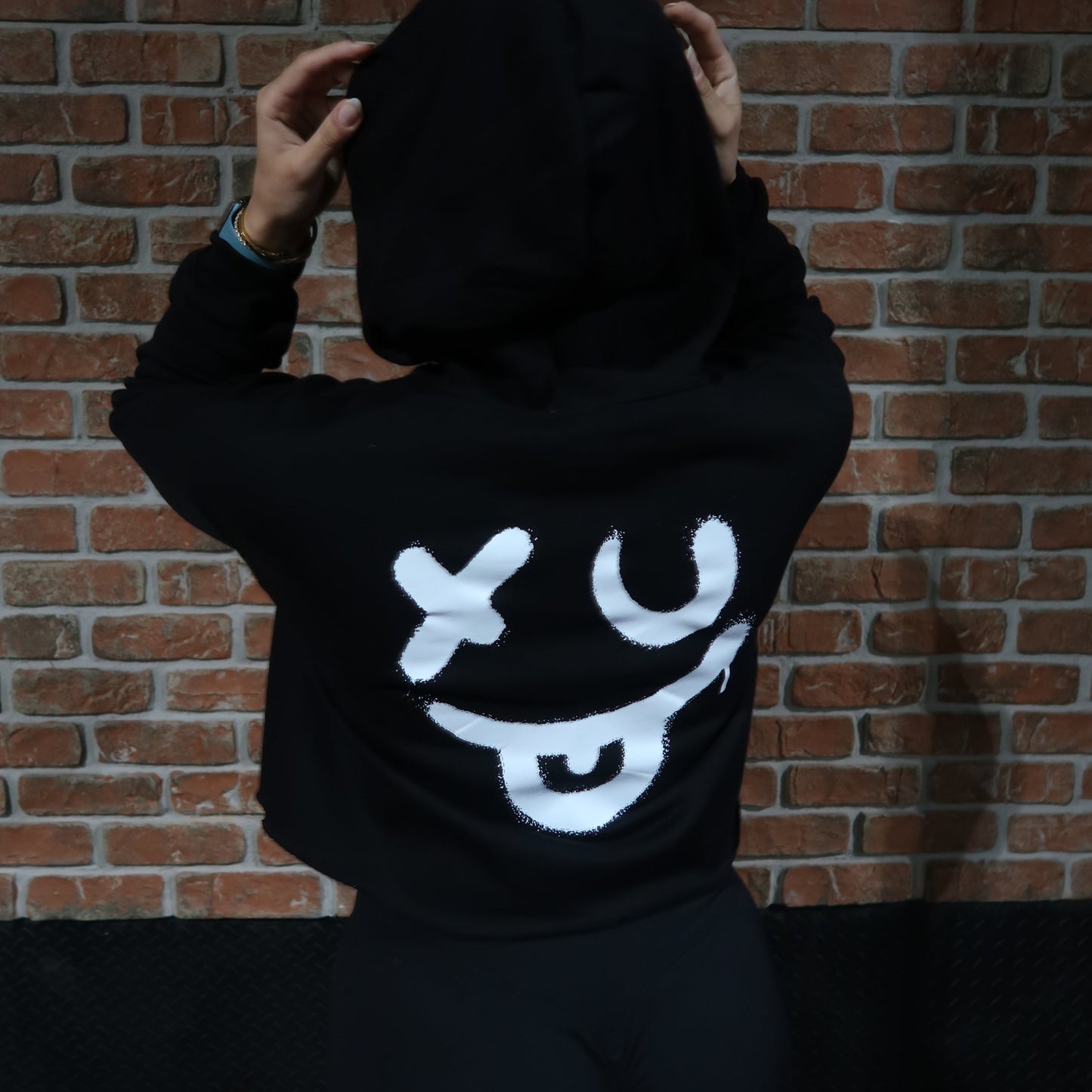 Silly Pump Crop Winky Face Hoodie