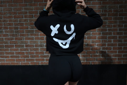 Silly Pump Crew Crop Top Winky Face Hoodie